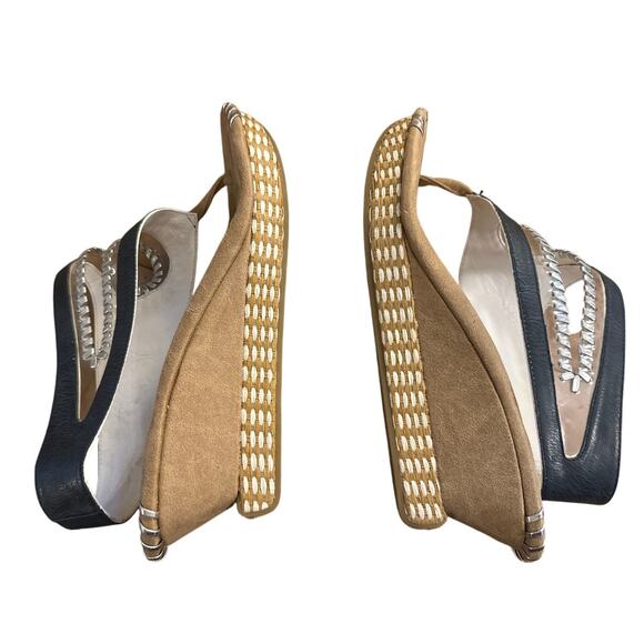 Women 10 Reversibles Modzori Tita 5 Leather Sandals Black White Shoes Wedges - Picture 6 of 9